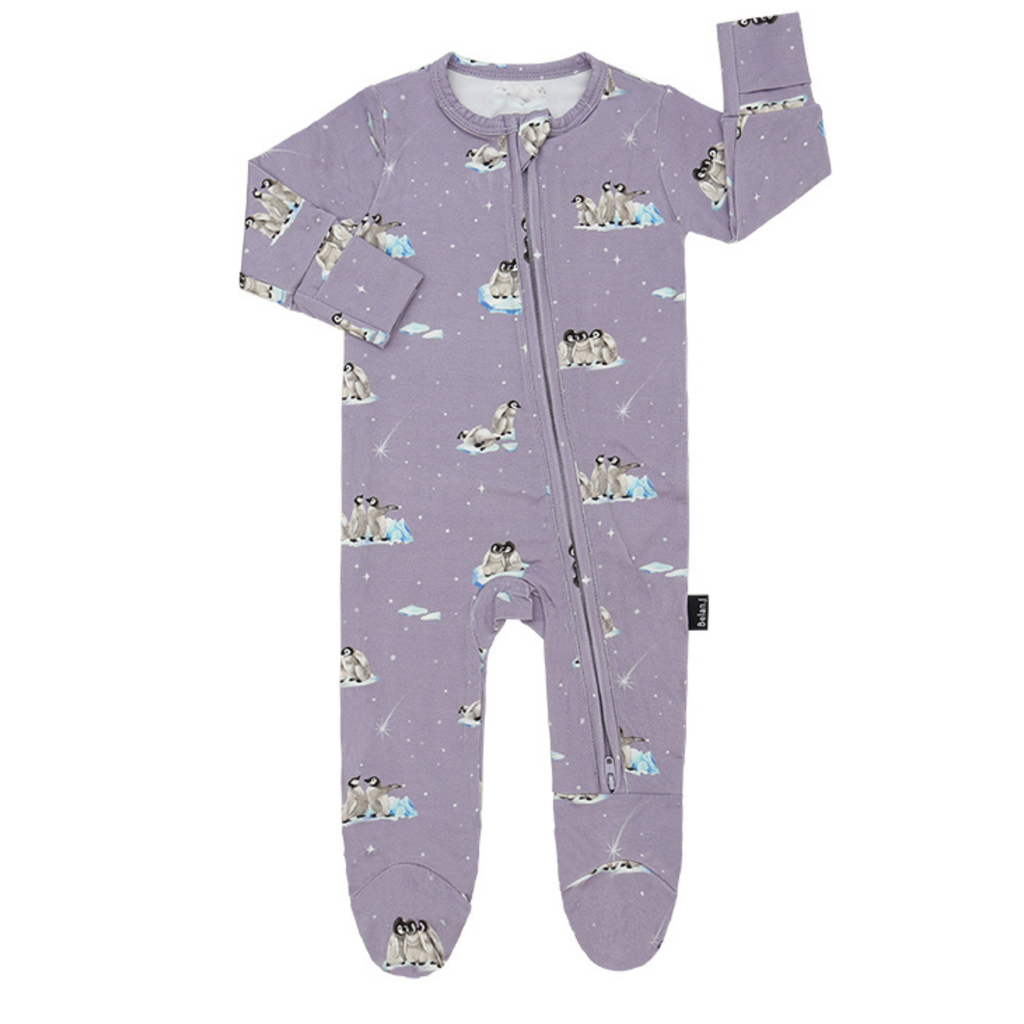 Penguins Periwinkle Sleeper - Little Kinfolk Boutique | Children's Clothing Regina, SK