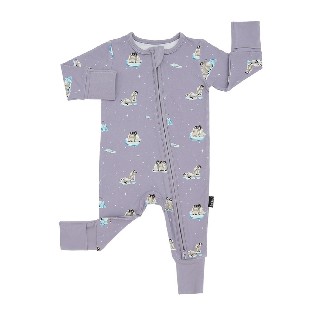 Penguins Periwinkle Sleeper - Little Kinfolk Boutique | Children's Clothing Regina, SK