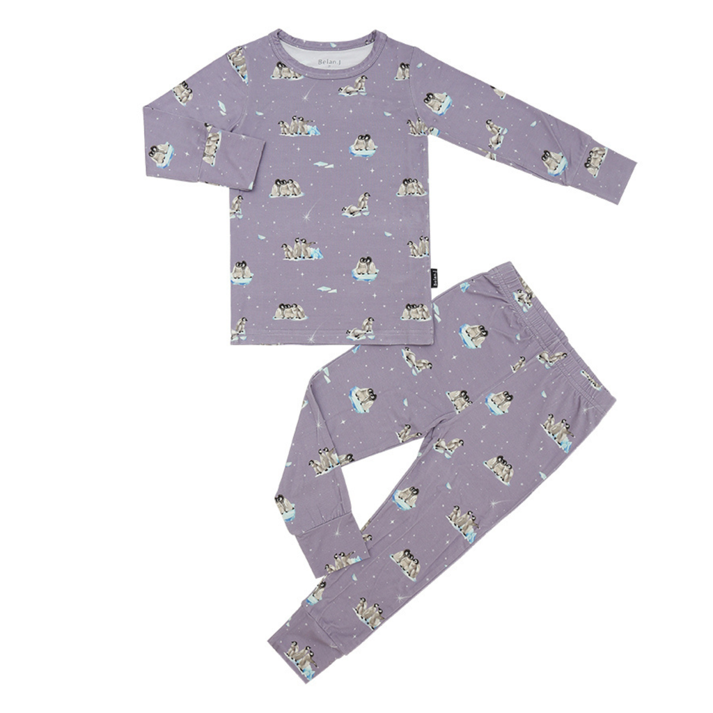 Penguins Periwinkle PJ Set - Little Kinfolk Boutique | Children's Clothing Regina, SK