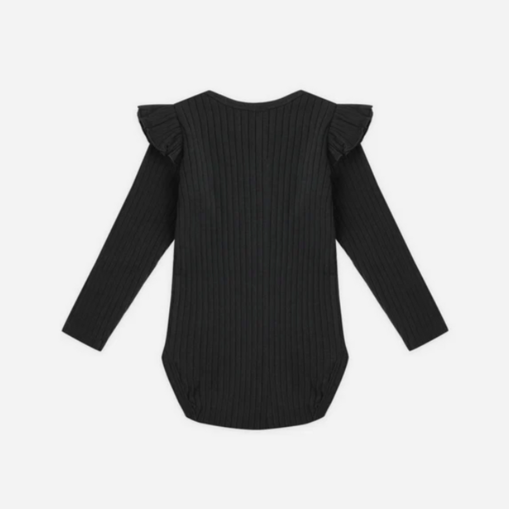 Rylee Ruffle Shoulder Onesie PRE-SALE - Little Kinfolk Boutique | Children's Clothing Regina, SK