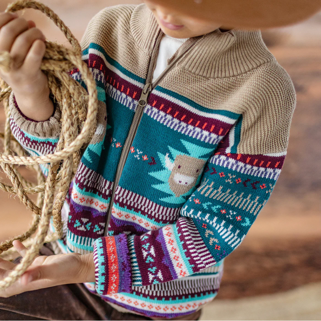 Jamison Beige Knit Western Sweater - Little Kinfolk Boutique | Children's Clothing Regina, SK