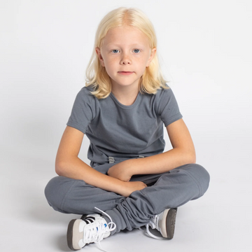 Mioche Slate Organic SS Tee - Little Kinfolk Boutique | Children's Clothing Regina, SK