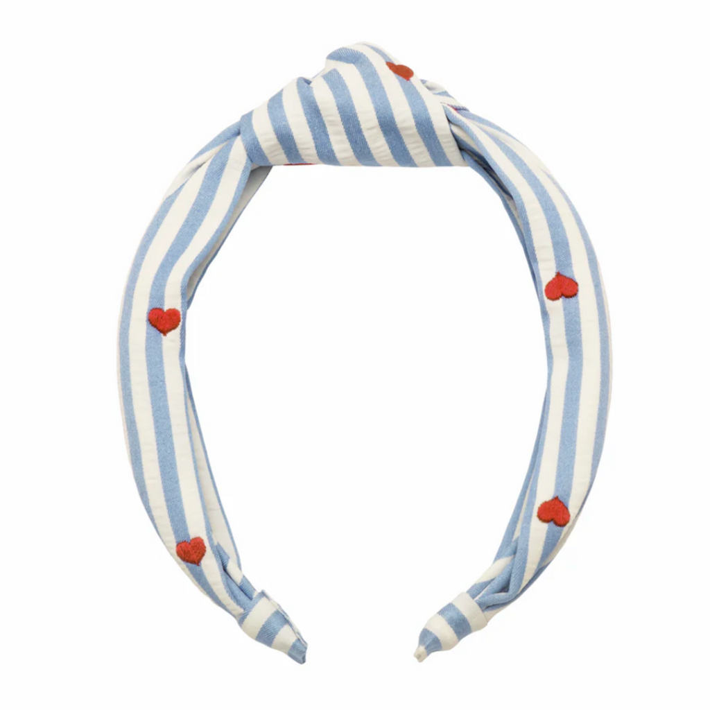 Stripy Embroidered Heart Knotted Headband - Little Kinfolk Boutique | Children's Clothing Regina, SK