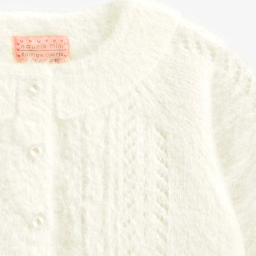 Florence Fluffy White Cardigan - Little Kinfolk Boutique | Children's Clothing Regina, SK