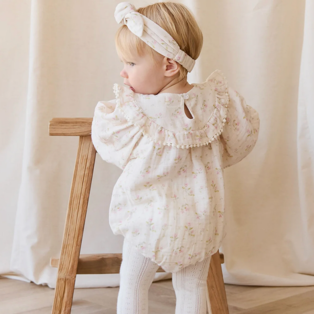 Malia Ruffle Playsuit in Emilia Pink - Little Kinfolk Boutique | Children's Clothing Regina, SK