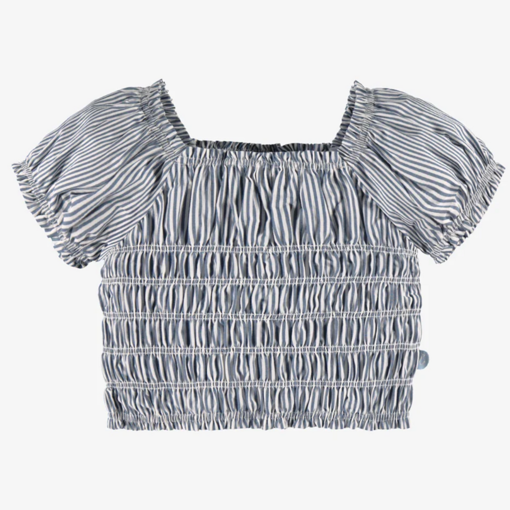 Claire Stripped Ruched Top - Little Kinfolk Boutique | Children's Clothing Regina, SK