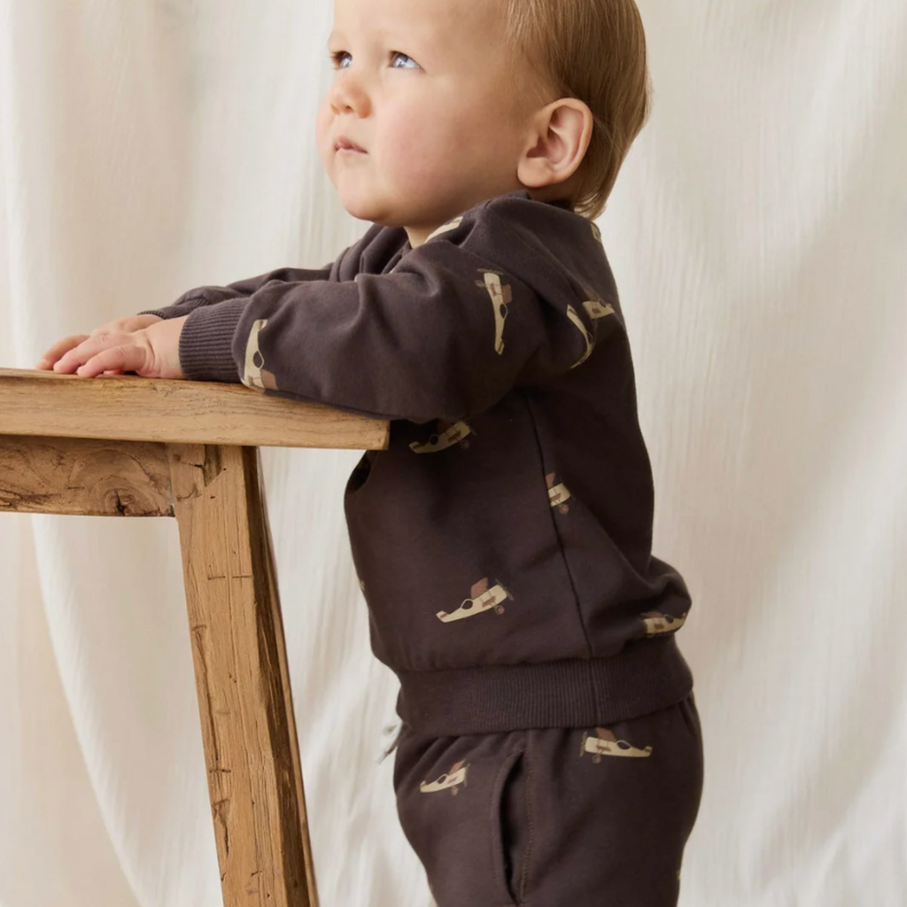 Peyton Sweatshirt in Pilot Plans Bistre PRESALE - Little Kinfolk Boutique | Children's Clothing Regina, SK