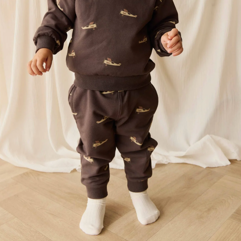 Dominic Track Pant in Pilot Planes Bistre PRESALE - Little Kinfolk Boutique | Children's Clothing Regina, SK
