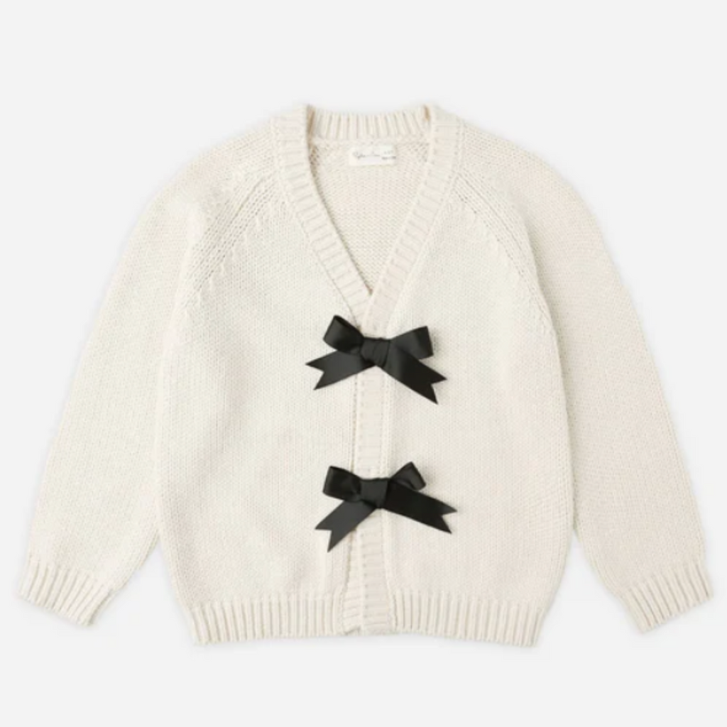 Bobby Bow Cardigan PRE-SALE - Little Kinfolk Boutique | Children's Clothing Regina, SK