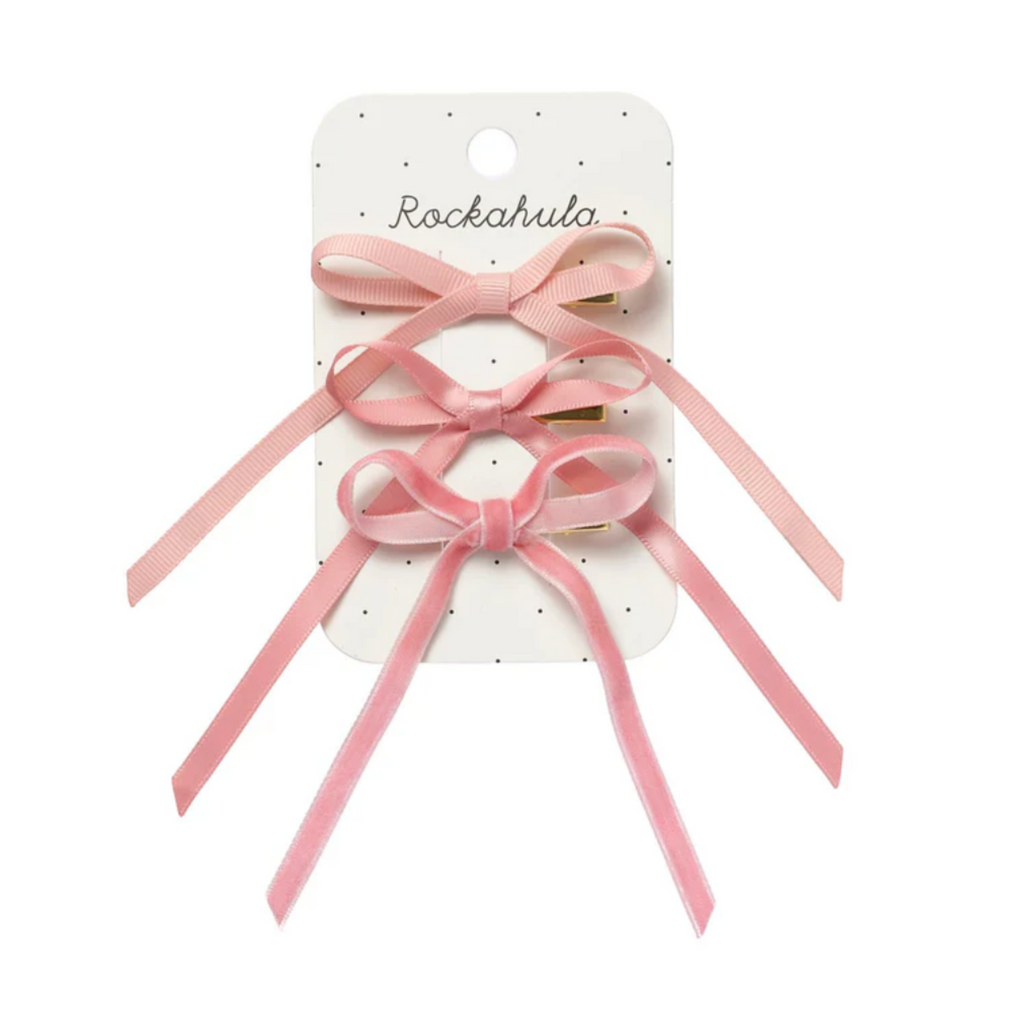 Very Cutesy Long Bow Clips Set of 3 - Little Kinfolk Boutique | Children's Clothing Regina, SK