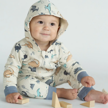 Dino Delight Hooded Romper - Little Kinfolk Boutique | Children's Clothing Regina, SK