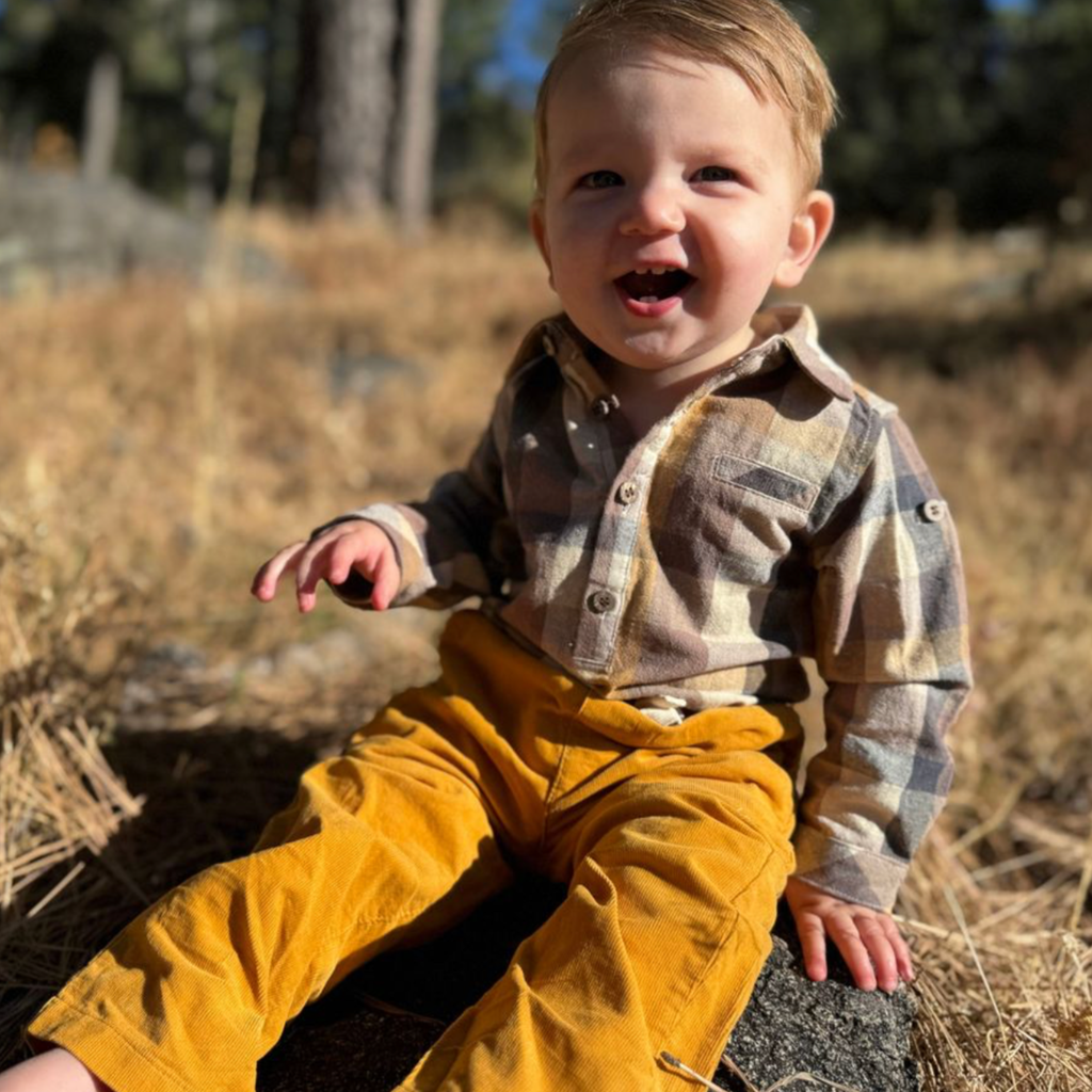 Jasper Plaid Button Up Onesie - Little Kinfolk Boutique | Children's Clothing Regina, SK