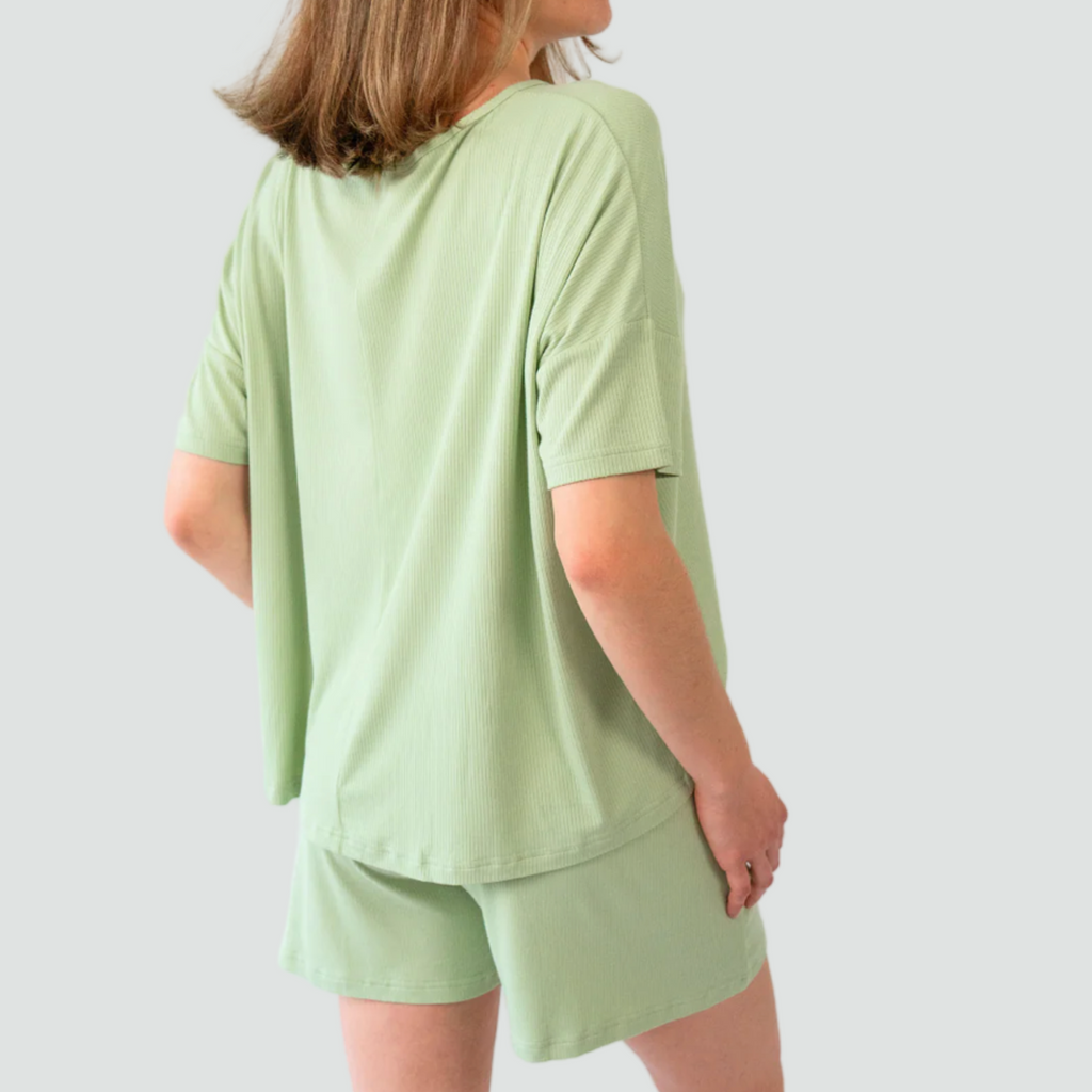 Women's Bamboo Short & Tee Misty Sage Set - Little Kinfolk Boutique | Children's Clothing Regina, SK