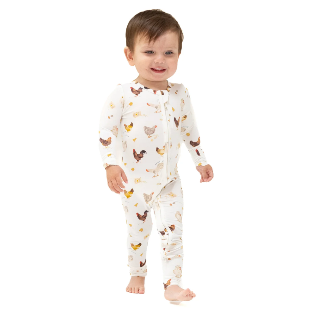 Collector Chickens Zipper Sleeper - Little Kinfolk Boutique | Children's Clothing Regina, SK