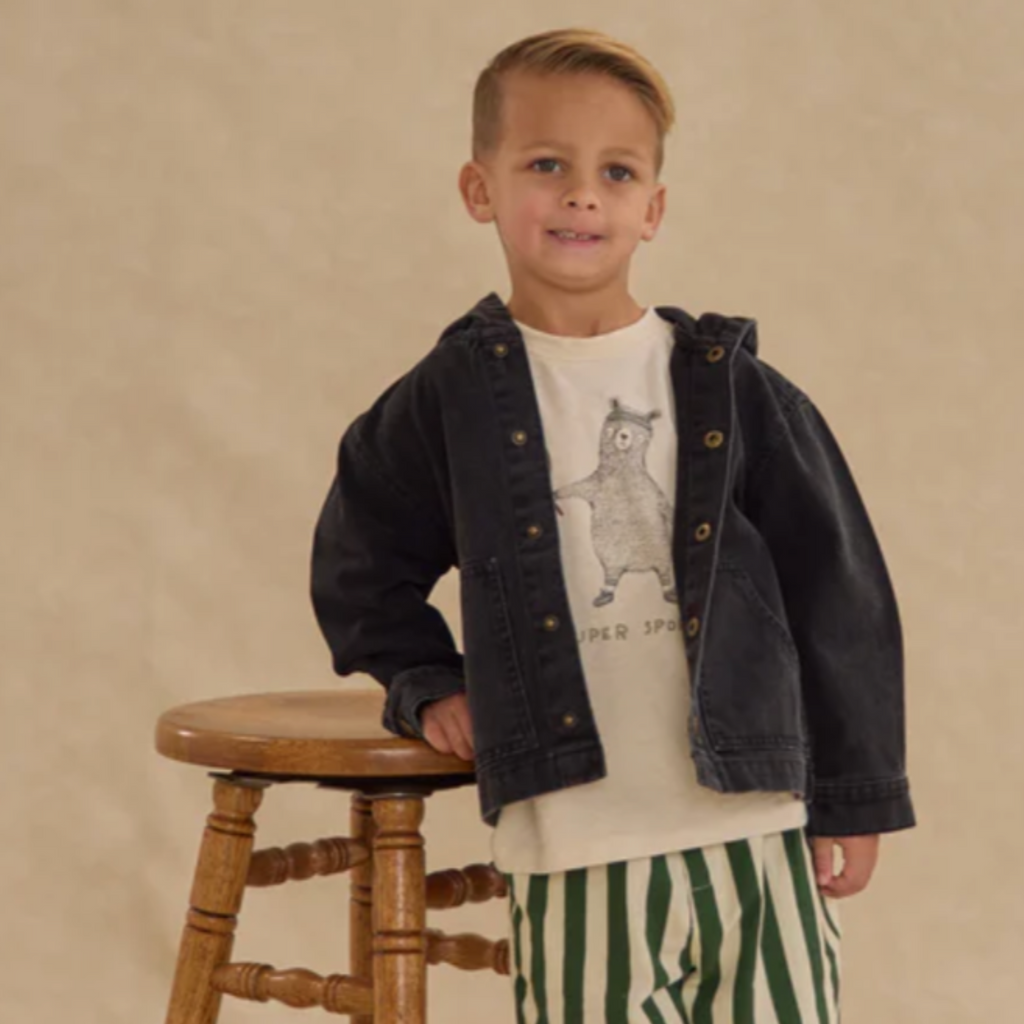Sammy Washed Black Denim Jacket PRE-SALE - Little Kinfolk Boutique | Children's Clothing Regina, SK