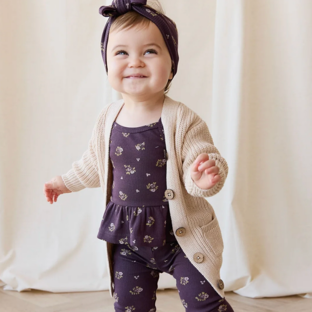 Siena Oatmeal Marle Cardigan - Little Kinfolk Boutique | Children's Clothing Regina, SK