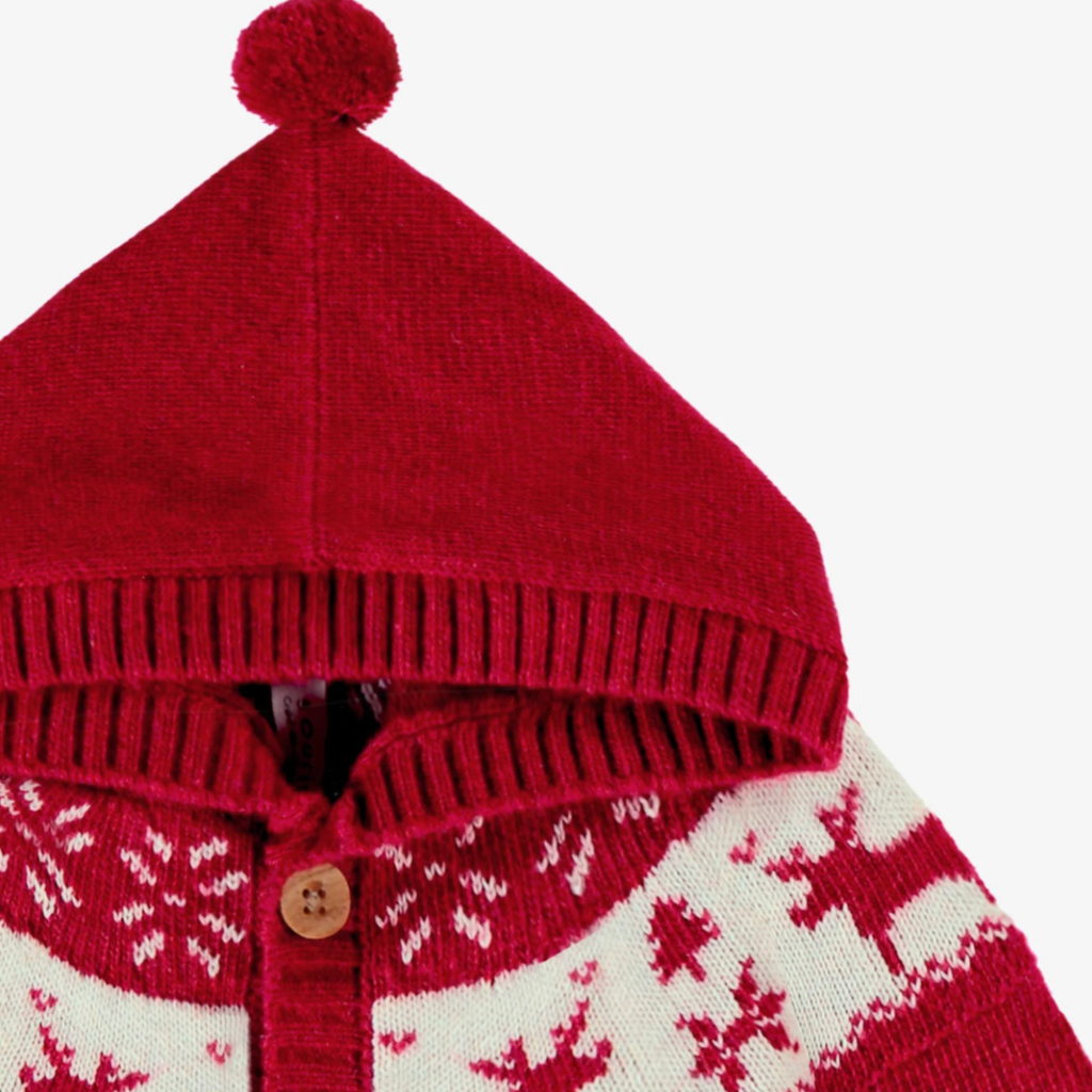 Nate Red Knit Winter Cardigan with Pom - Little Kinfolk Boutique | Children's Clothing Regina, SK