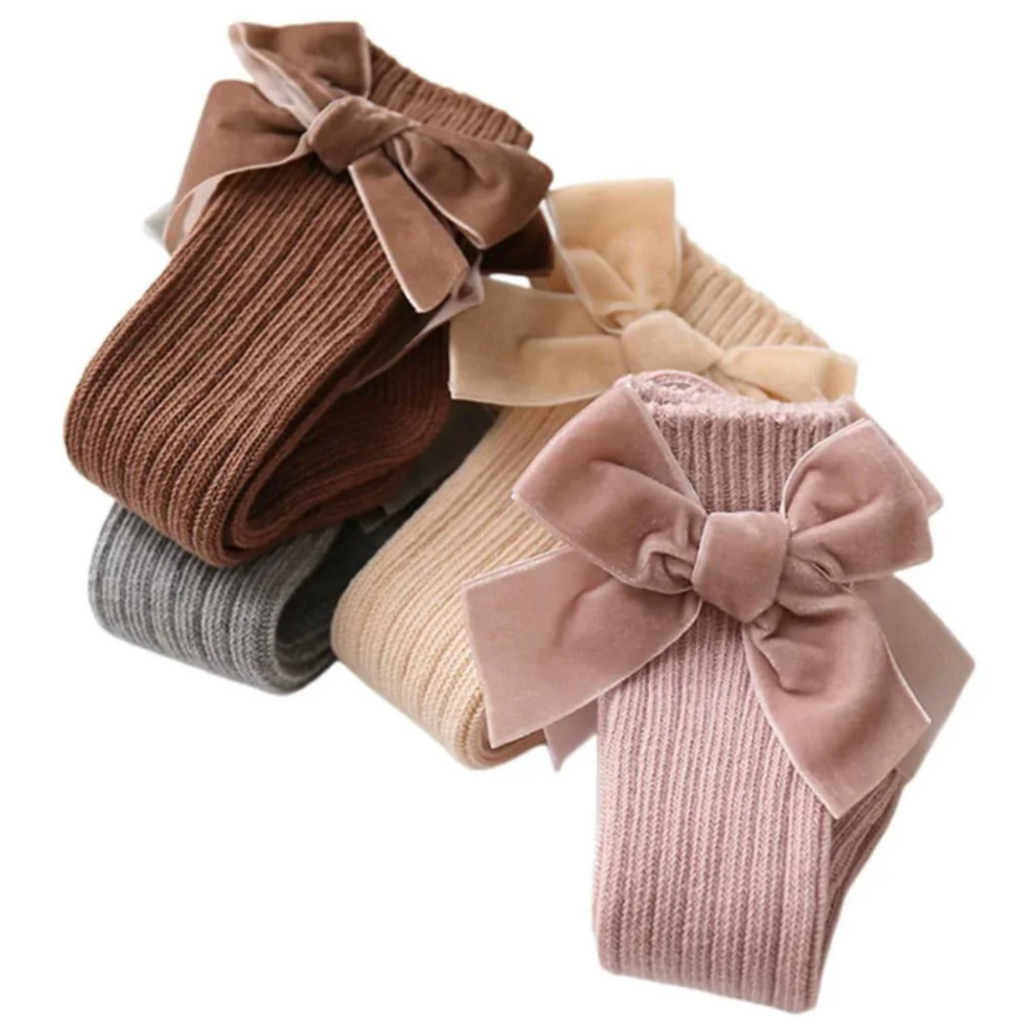 Lou & Bear Knee High Ribbed Socks With Velvet Bows - Little Kinfolk Boutique | Children's Clothing Regina, SK