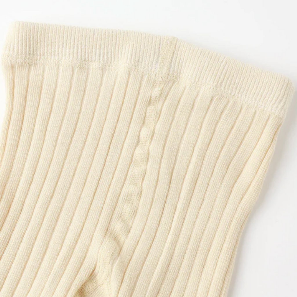 Keira Antique Ivory Ribbed Tights PRE-SALE - Little Kinfolk Boutique | Children's Clothing Regina, SK