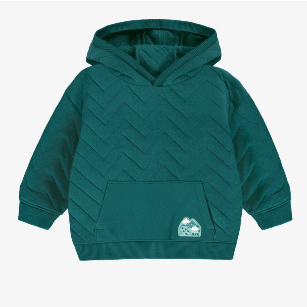 Teddy Teal Quilted Jersey Hooded Sweatshirt - Little Kinfolk Boutique | Children's Clothing Regina, SK