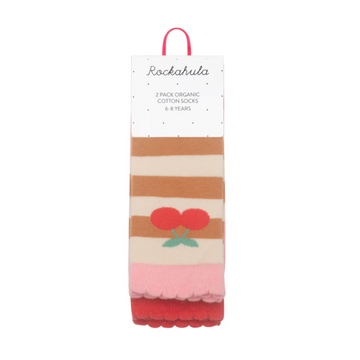 Stripy Cherry 2 Pack of Socks - Little Kinfolk Boutique | Children's Clothing Regina, SK