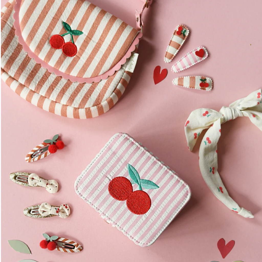 Stripy Cherry Clips - Little Kinfolk Boutique | Children's Clothing Regina, SK