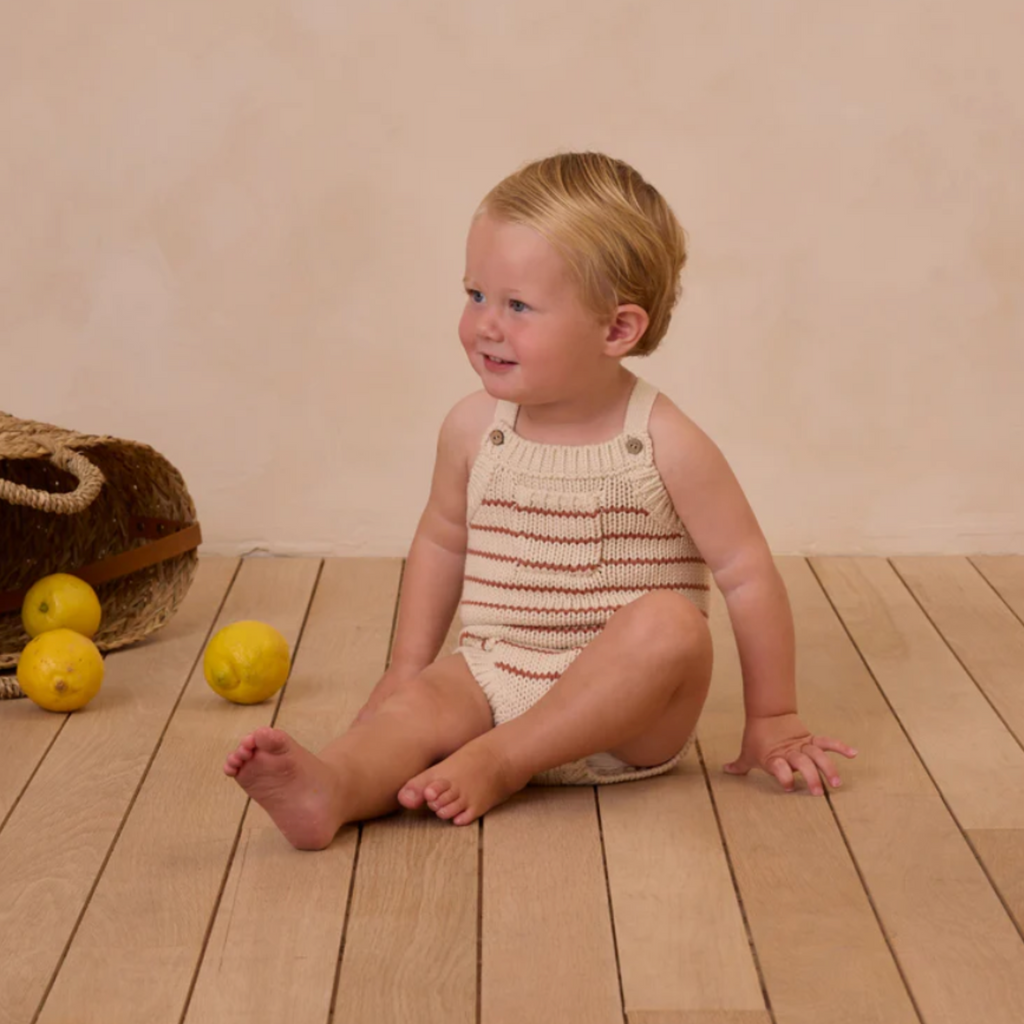 Poppy Crochet Striped Romper - Little Kinfolk Boutique | Children's Clothing Regina, SK