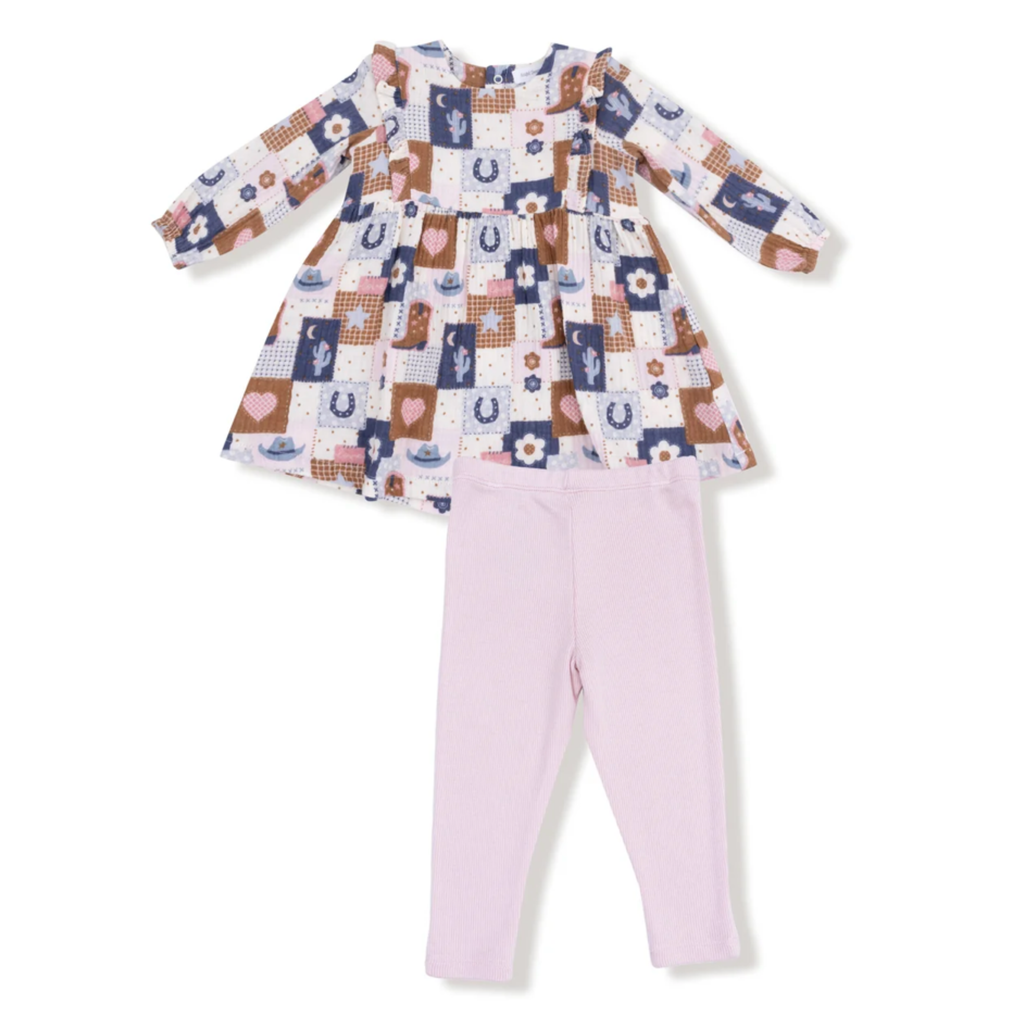 Patchwork Cowgirl Dress & Ribbed Legging - Little Kinfolk Boutique | Children's Clothing Regina, SK