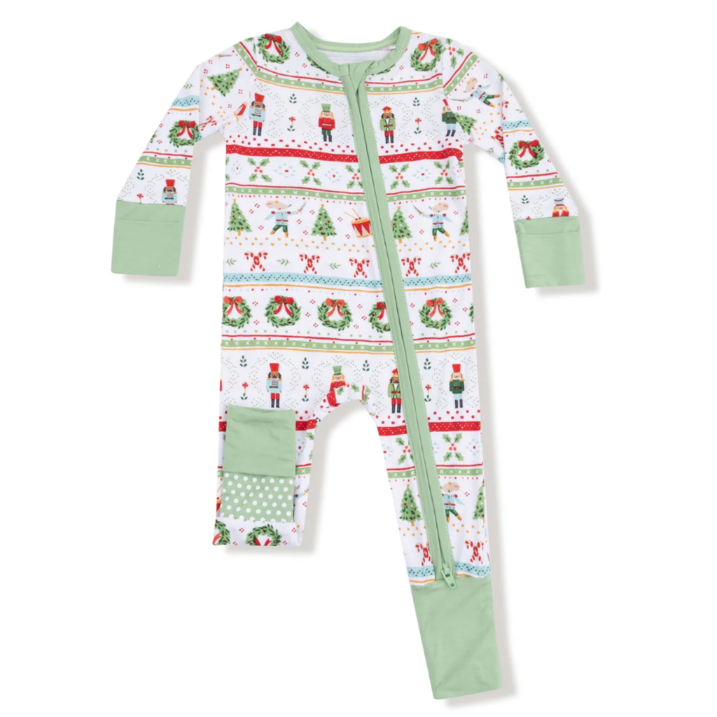 Nutcracker Green Fair Isle Footed & Footless Sleeper - Little Kinfolk Boutique | Children's Clothing Regina, SK