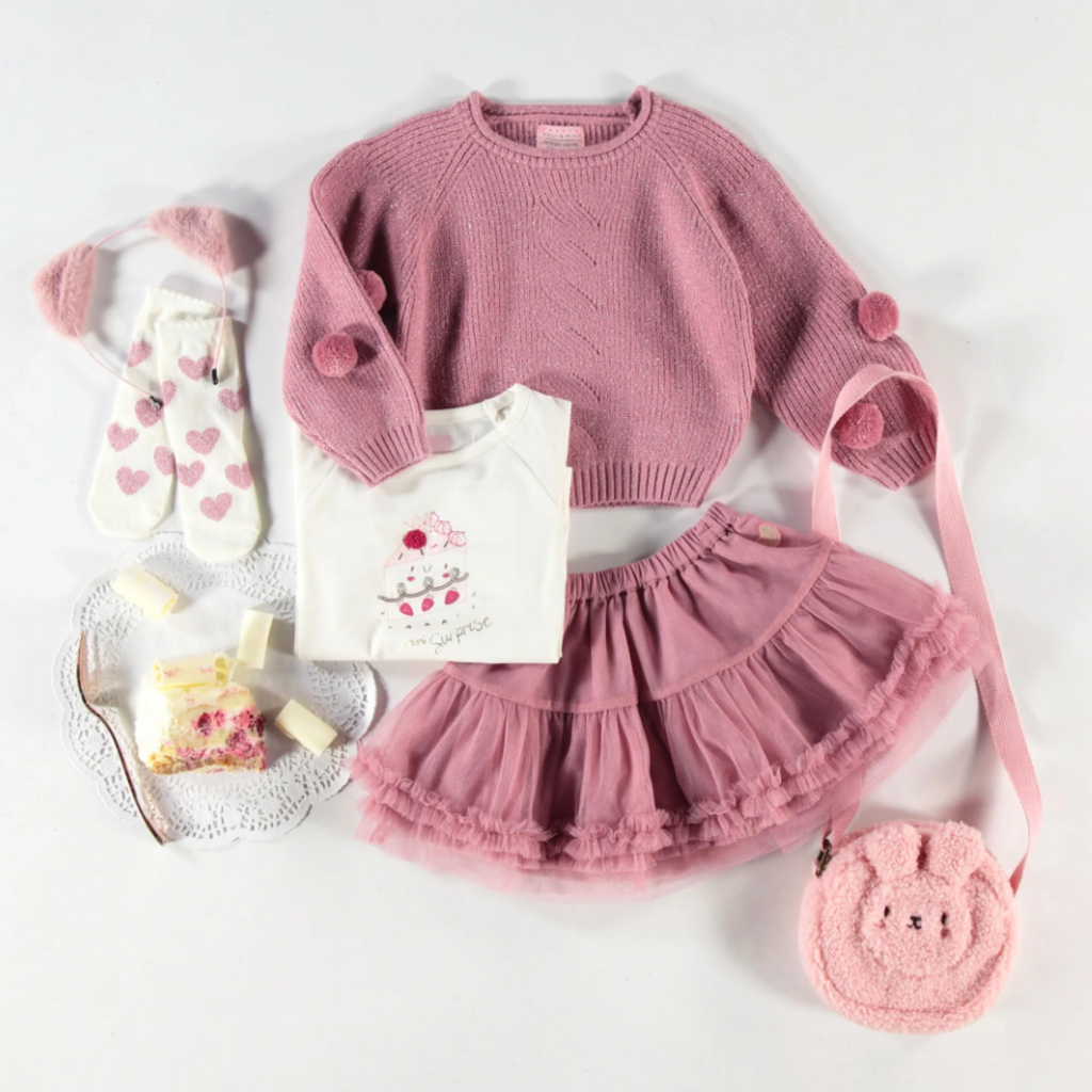 Penelope Pink Sparkle Knit Sweater - Little Kinfolk Boutique | Children's Clothing Regina, SK