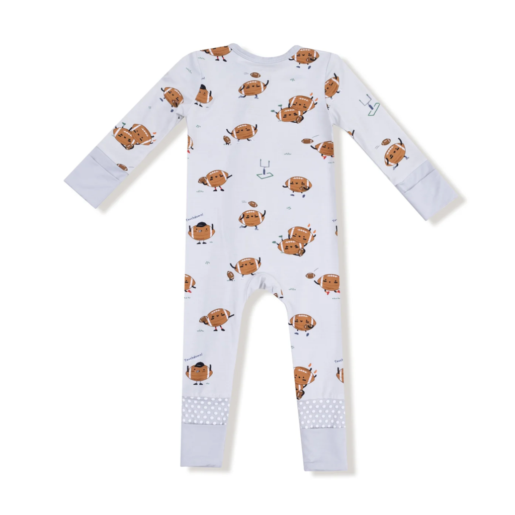 Footballs Playing Football Zipper Sleeper - Little Kinfolk Boutique | Children's Clothing Regina, SK