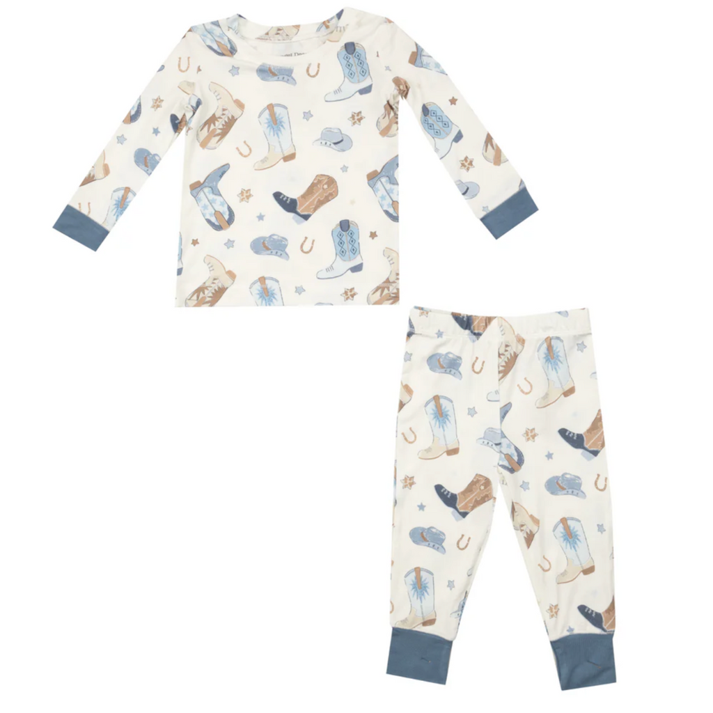 Blue Cowboy Boots PJ Set - Little Kinfolk Boutique | Children's Clothing Regina, SK