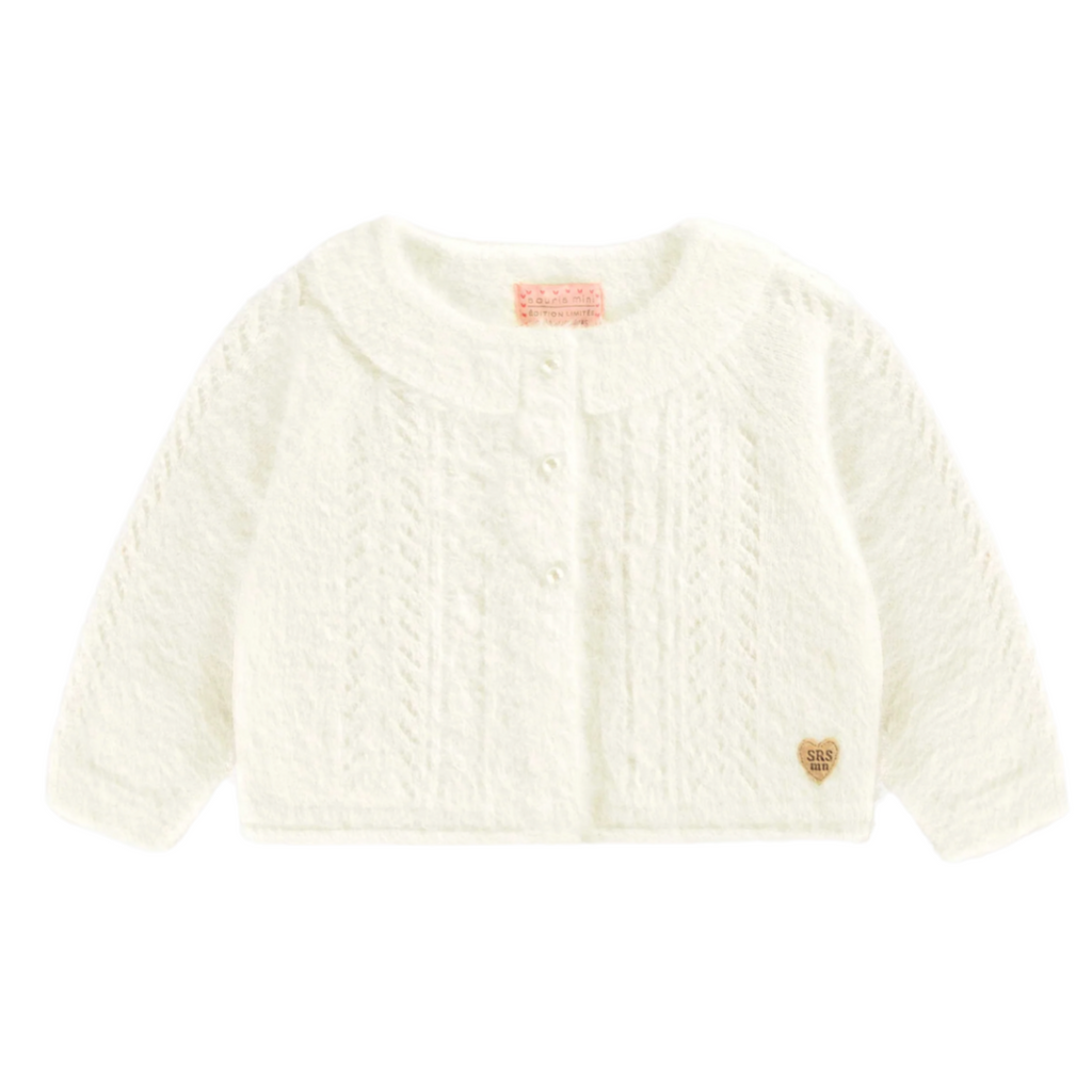 Florence Fluffy White Cardigan - Little Kinfolk Boutique | Children's Clothing Regina, SK