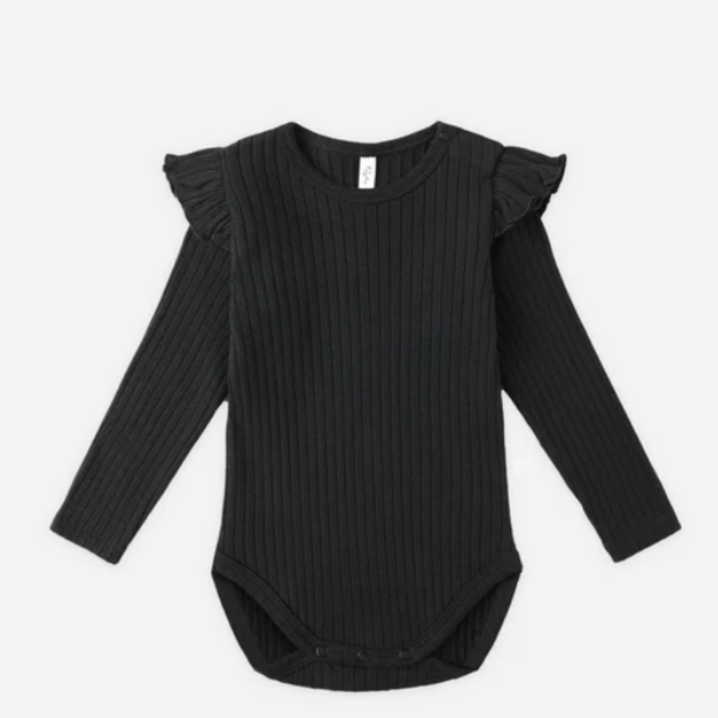 Rylee Ruffle Shoulder Onesie PRE-SALE - Little Kinfolk Boutique | Children's Clothing Regina, SK