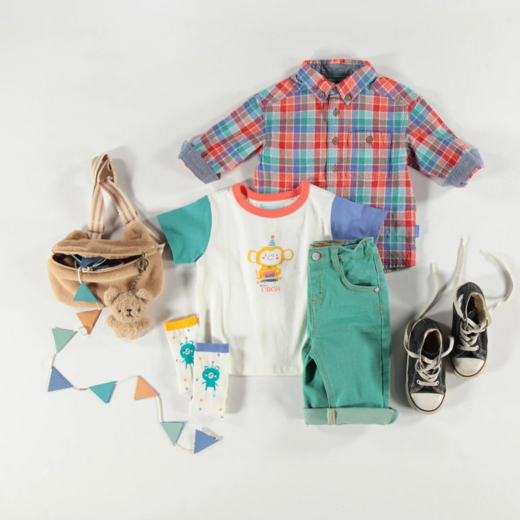 Theo Turquoise Stretch Denim - Little Kinfolk Boutique | Children's Clothing Regina, SK