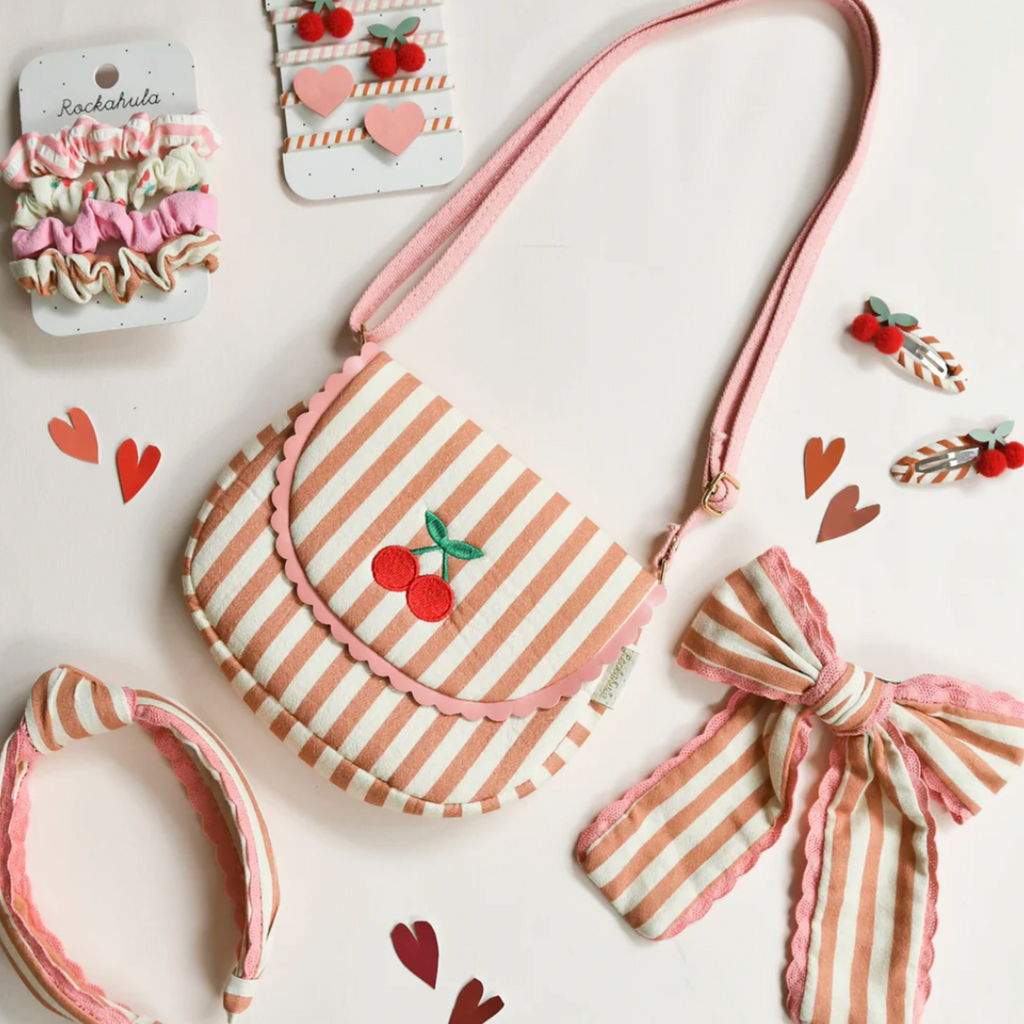 Stripy Cherry Clips - Little Kinfolk Boutique | Children's Clothing Regina, SK