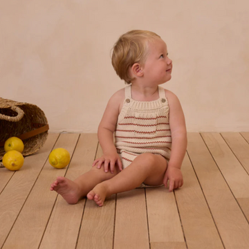 Poppy Crochet Striped Romper - Little Kinfolk Boutique | Children's Clothing Regina, SK