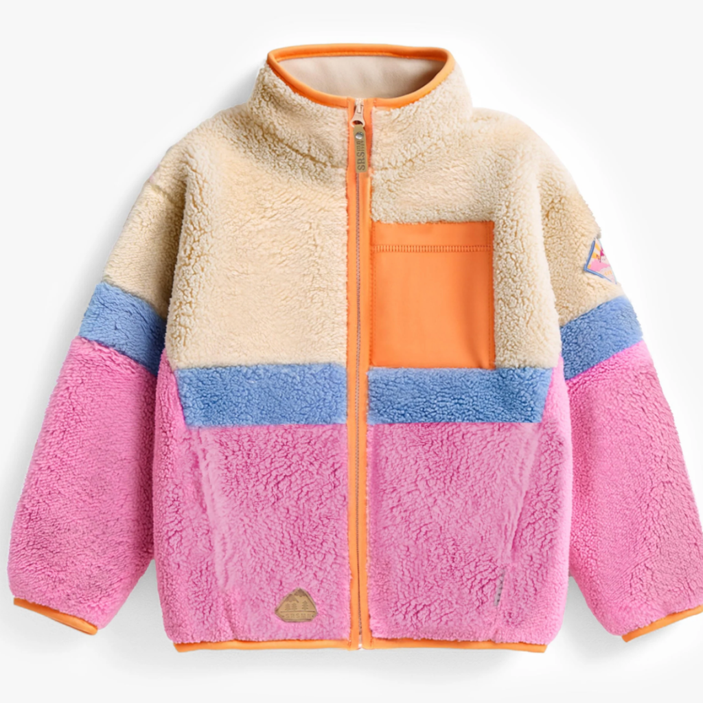 Girls Colourblock Plush Jacket PREORDER - Little Kinfolk Boutique | Children's Clothing Regina, SK