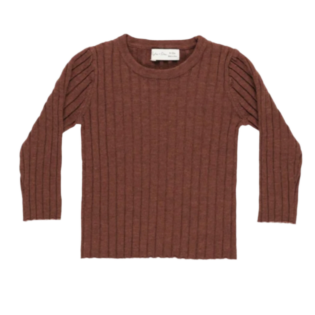 Brick Long Sleeve Knit Top - Little Kinfolk Boutique | Children's Clothing Regina, SK