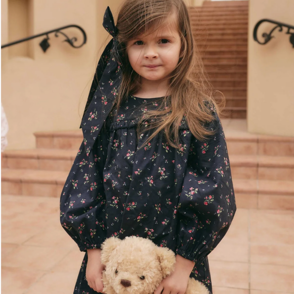 Amira Dress in Bianca Black PRESALE - Little Kinfolk Boutique | Children's Clothing Regina, SK