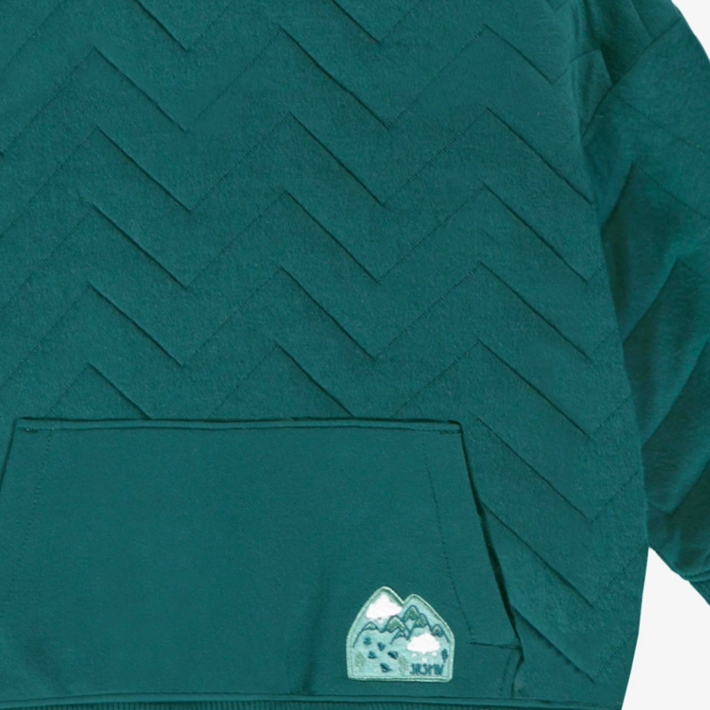 Teddy Teal Quilted Jersey Hooded Sweatshirt - Little Kinfolk Boutique | Children's Clothing Regina, SK