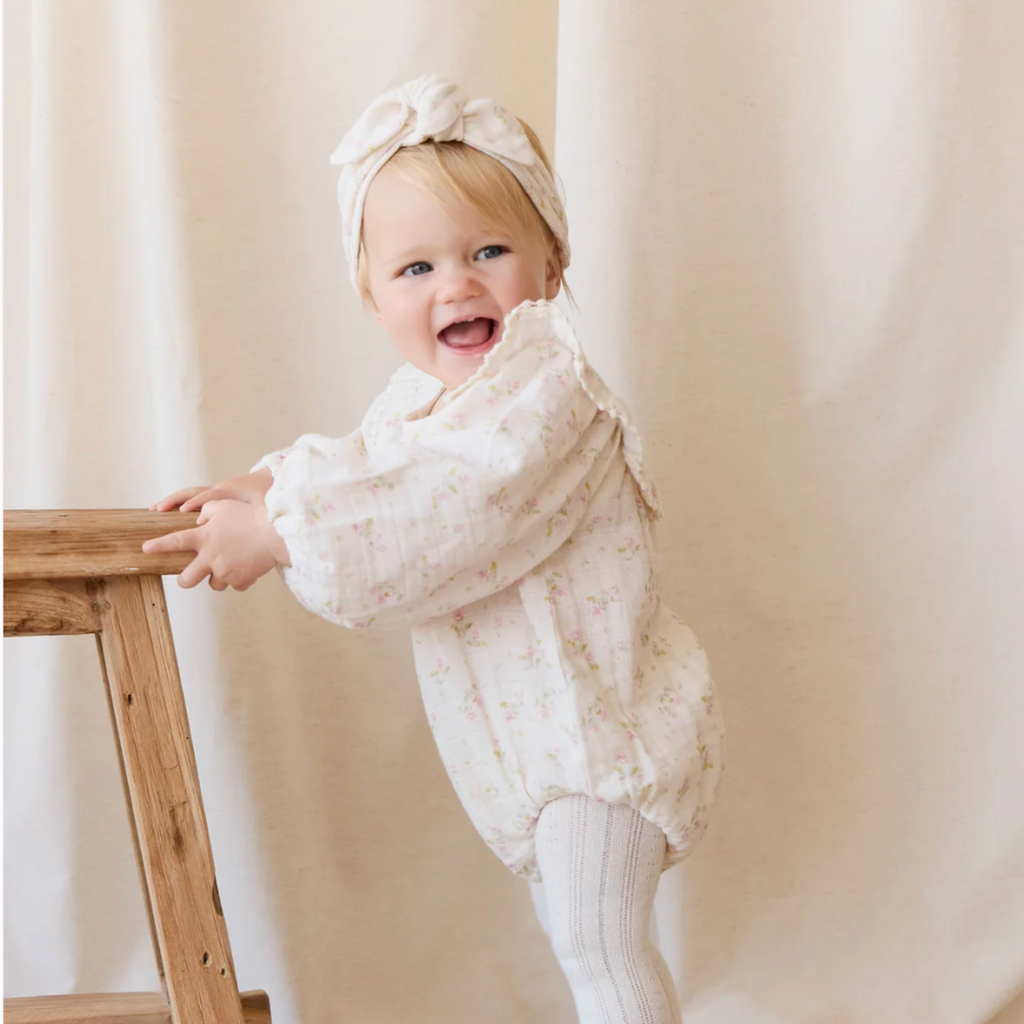 Malia Ruffle Playsuit in Emilia Pink - Little Kinfolk Boutique | Children's Clothing Regina, SK