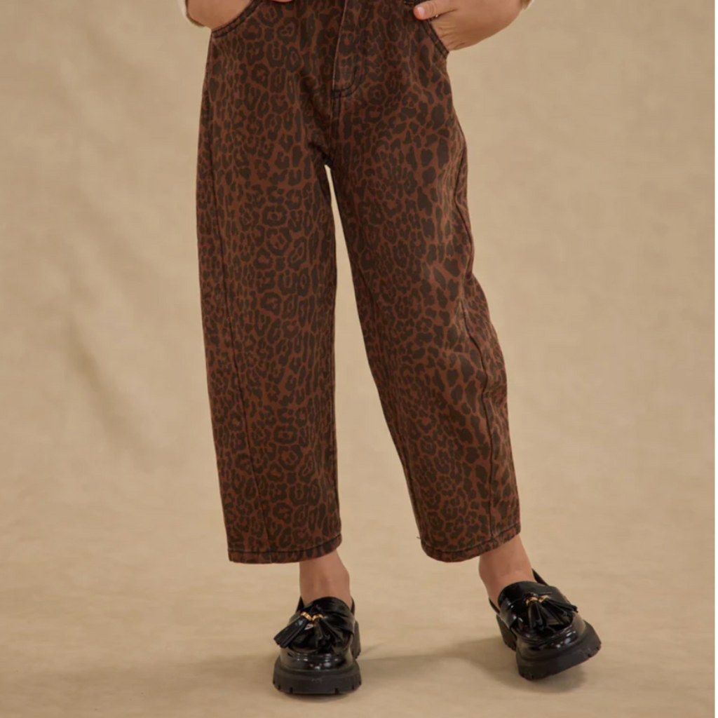Poppy Leopard Barrel Pants PRE-SALE - Little Kinfolk Boutique | Children's Clothing Regina, SK