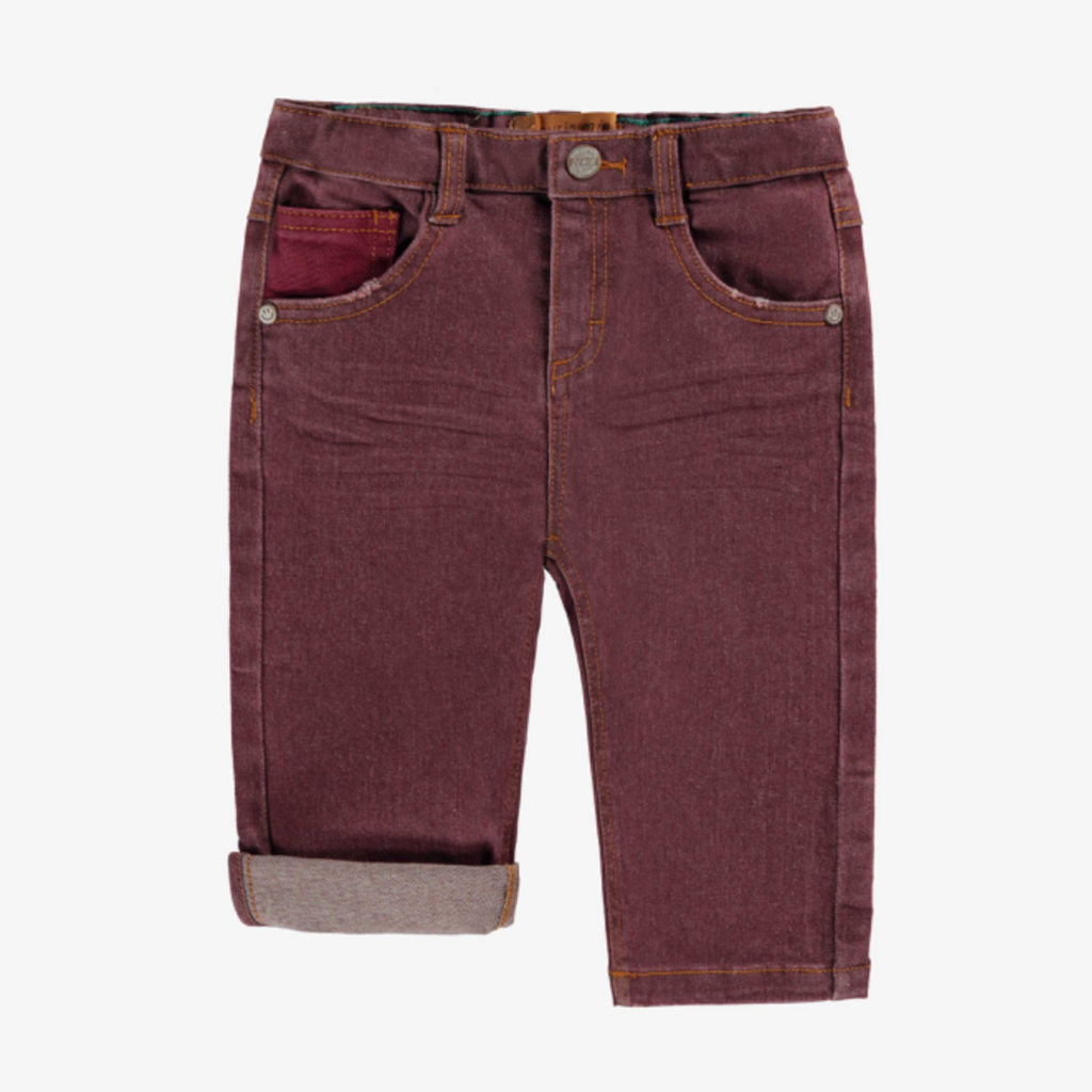 Willis Burgundy Stretch Denim - Little Kinfolk Boutique | Children's Clothing Regina, SK