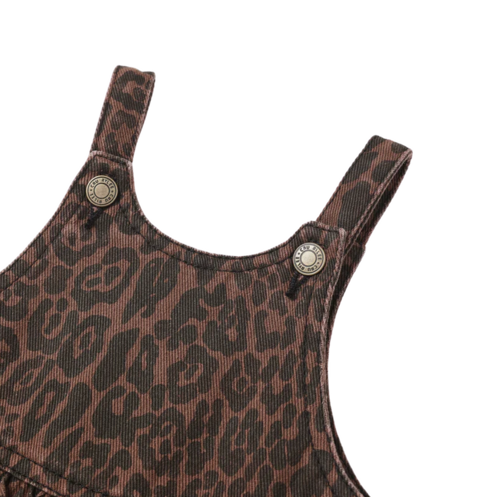 Lina Leopard Wide Leg Overalls PRE-SALE - Little Kinfolk Boutique | Children's Clothing Regina, SK