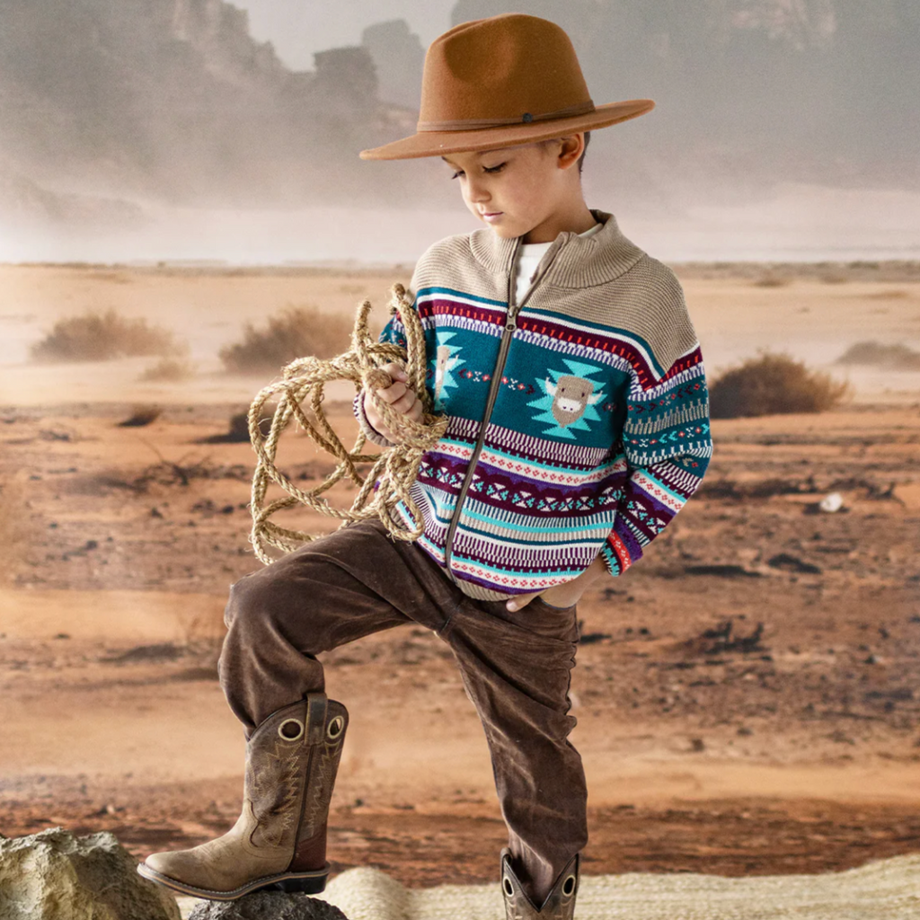Jamison Beige Knit Western Sweater - Little Kinfolk Boutique | Children's Clothing Regina, SK
