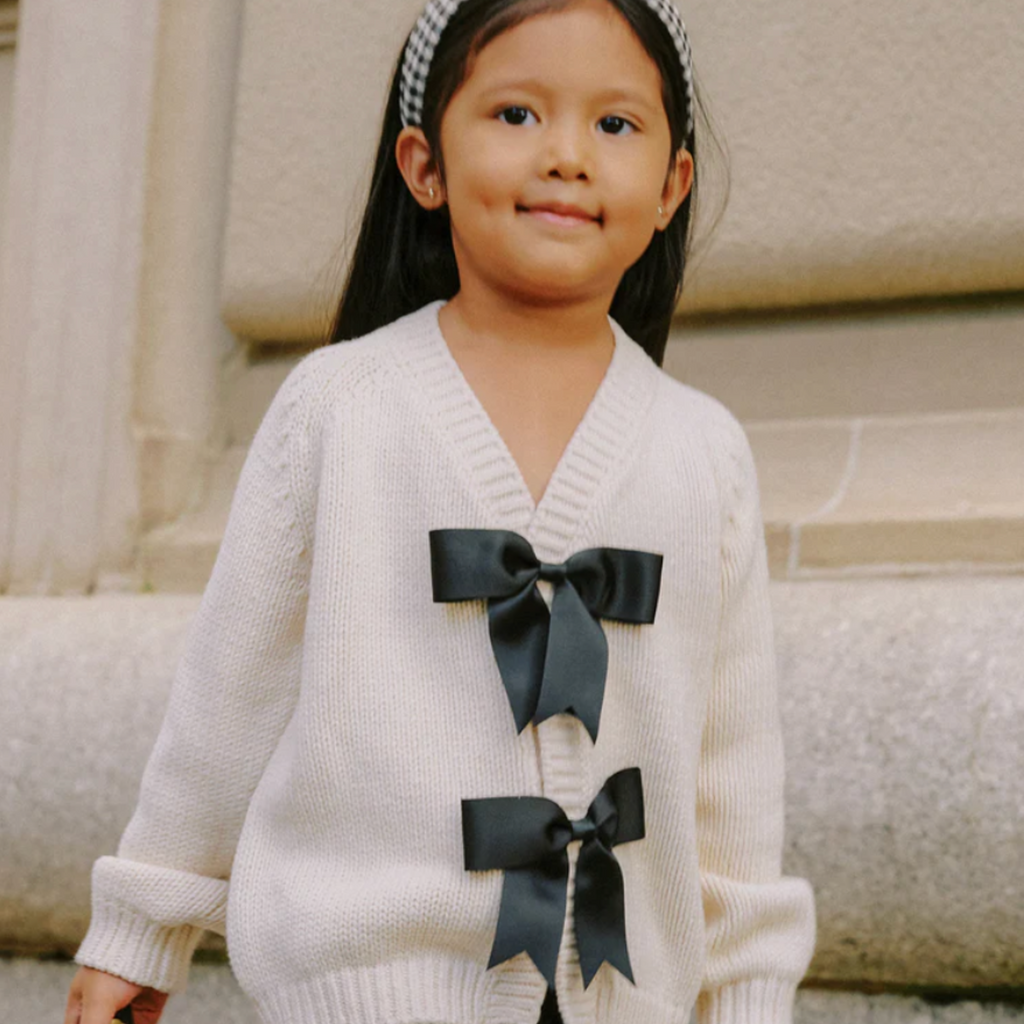 Bobby Bow Cardigan PRE-SALE - Little Kinfolk Boutique | Children's Clothing Regina, SK