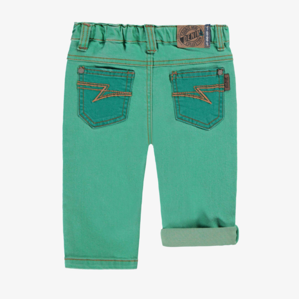 Theo Turquoise Stretch Denim - Little Kinfolk Boutique | Children's Clothing Regina, SK