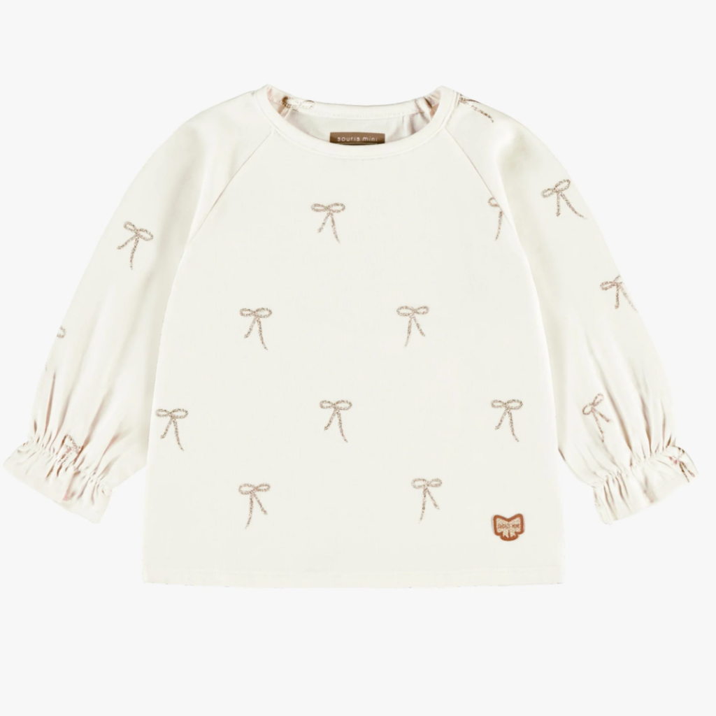 Camdyn Bow Print Holiday Top - Little Kinfolk Boutique | Children's Clothing Regina, SK