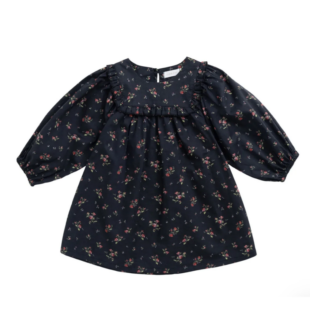 Amira Dress in Bianca Black PRESALE - Little Kinfolk Boutique | Children's Clothing Regina, SK